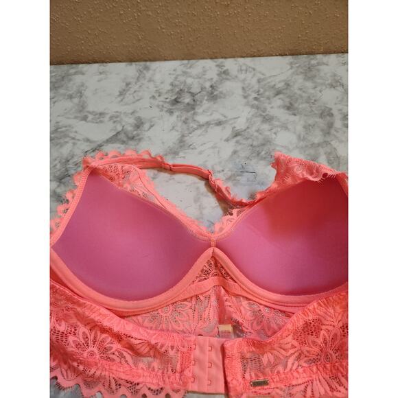 PINK Victoria's Secret Floral Lace Adjustable Halter Strap‎ Bralette Bra Size M - Picture 3 of 6